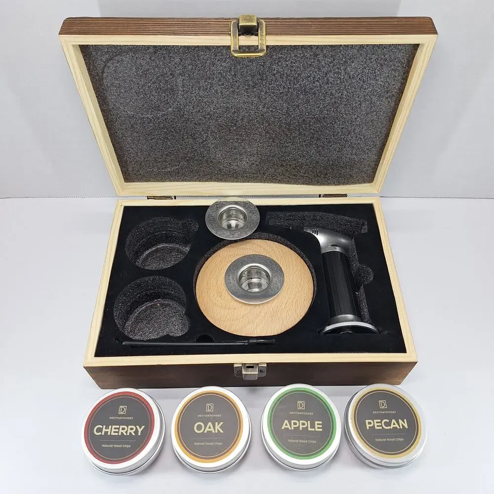 Destination323 Luxury Cocktail Smoking Infuser Kit Wooden Gift Box